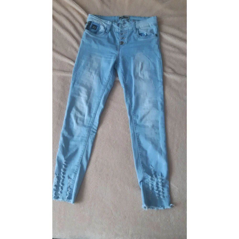 Jeans Men's Blue Distressed, Frayed Hem